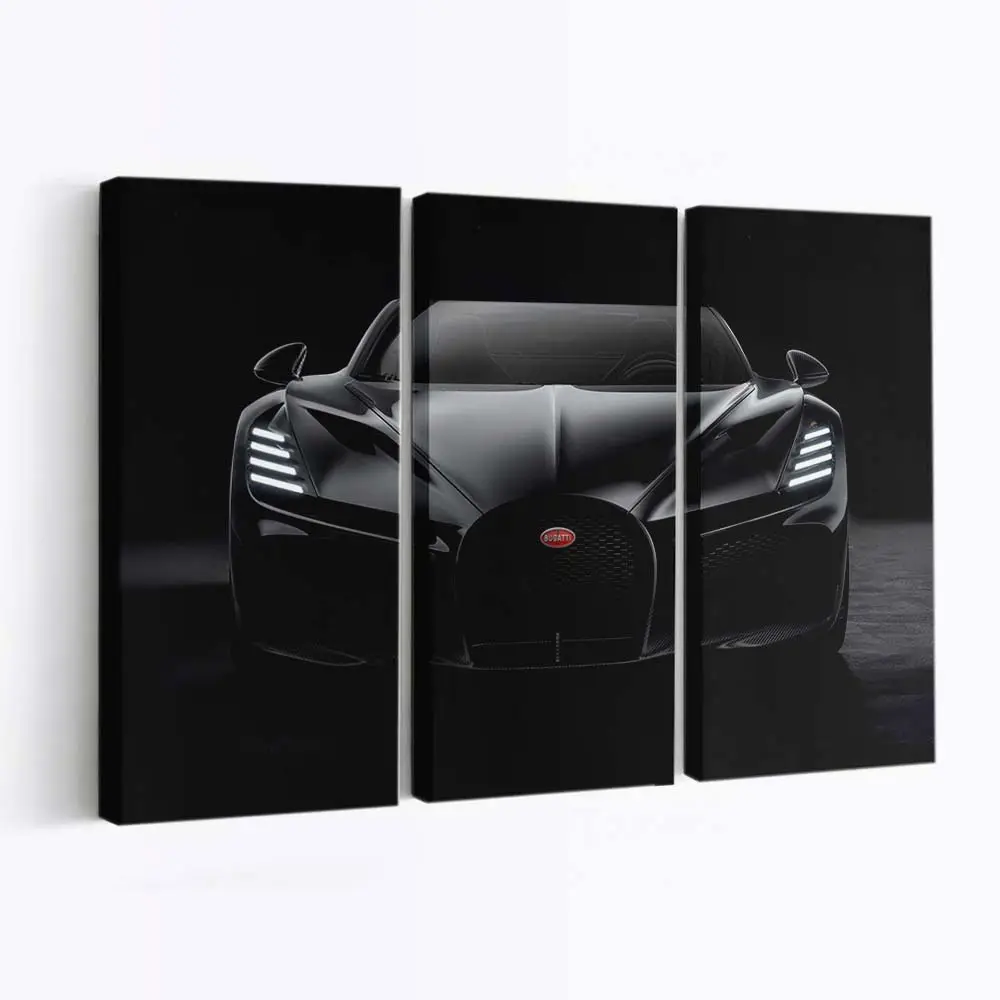 Schwarzer Bugatti W16 Mistral Frontprofil – Sportwagen Leinwandbild