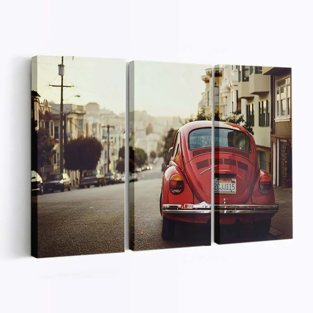 VW Käfer Retro Automobildesign – Oldtimer Leinwandbild