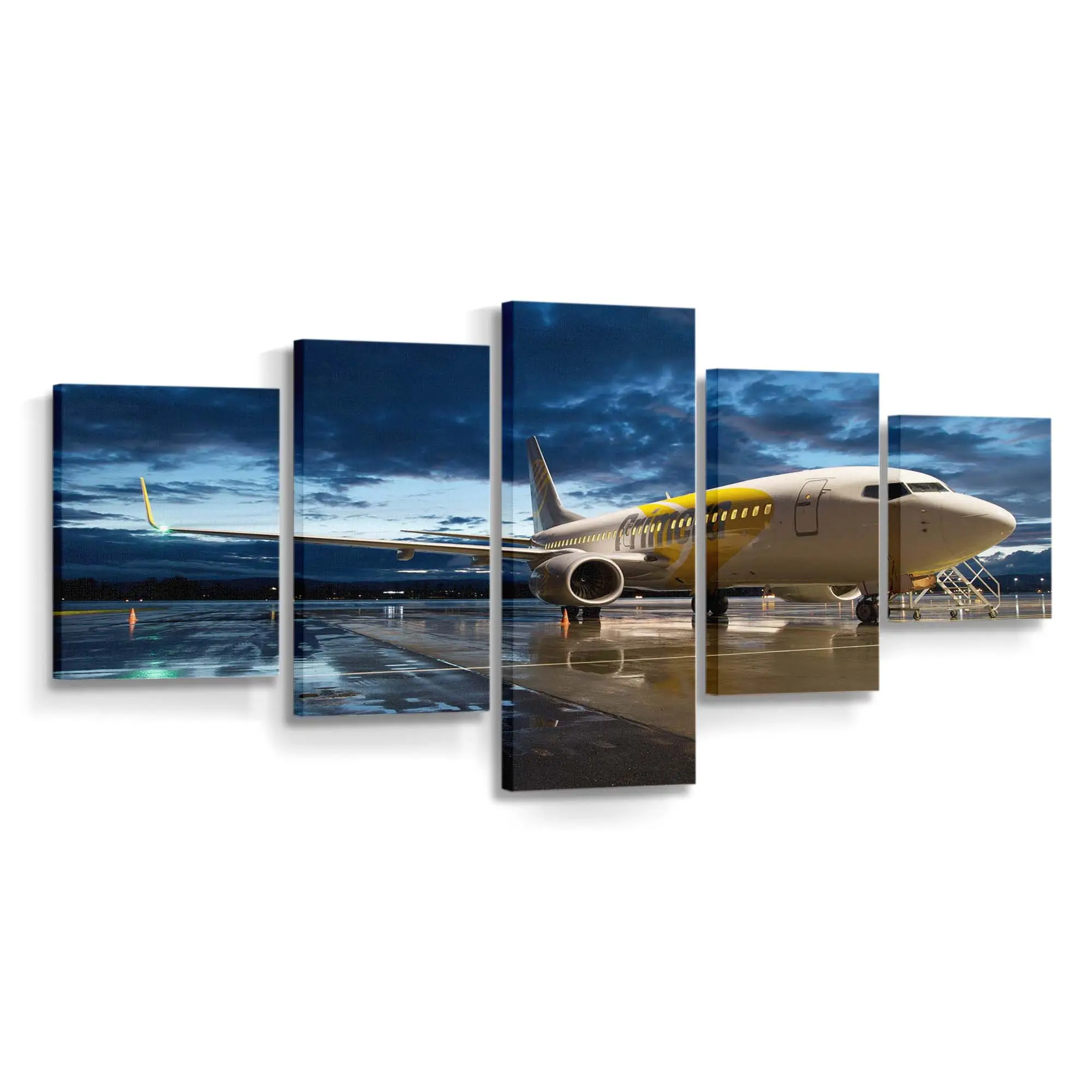 Flugzeug im goldenen Abendlicht – Flugzeug Leinwandbild