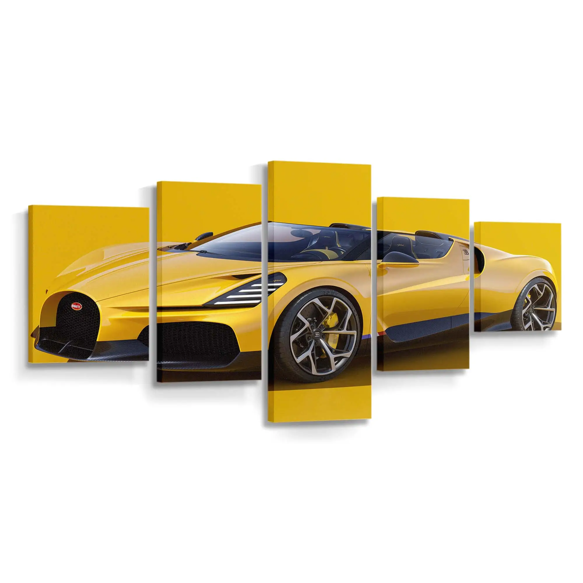 Leuchtend Gelber Bugatti W16 Mistral – Sportwagen Leinwandbild