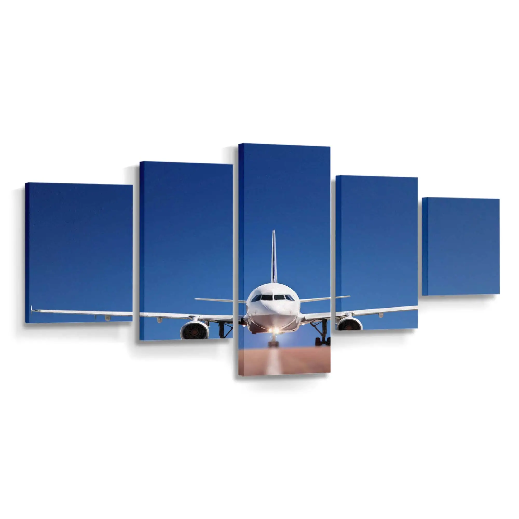 Modernes Flugzeug am blauen Himmel – Flugzeug Leinwandbild