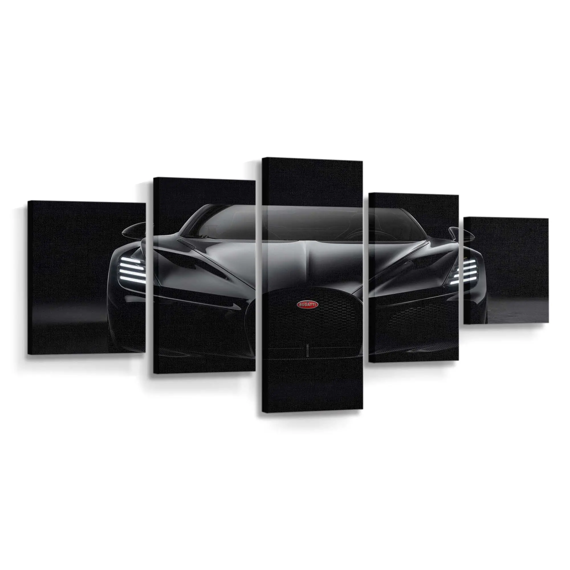 Schwarzer Bugatti W16 Mistral Frontprofil – Sportwagen Leinwandbild