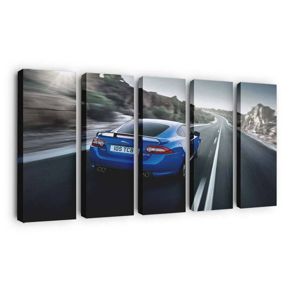 Blauer Jaguar XKR S Coupé – Sportwagen Leinwandbild