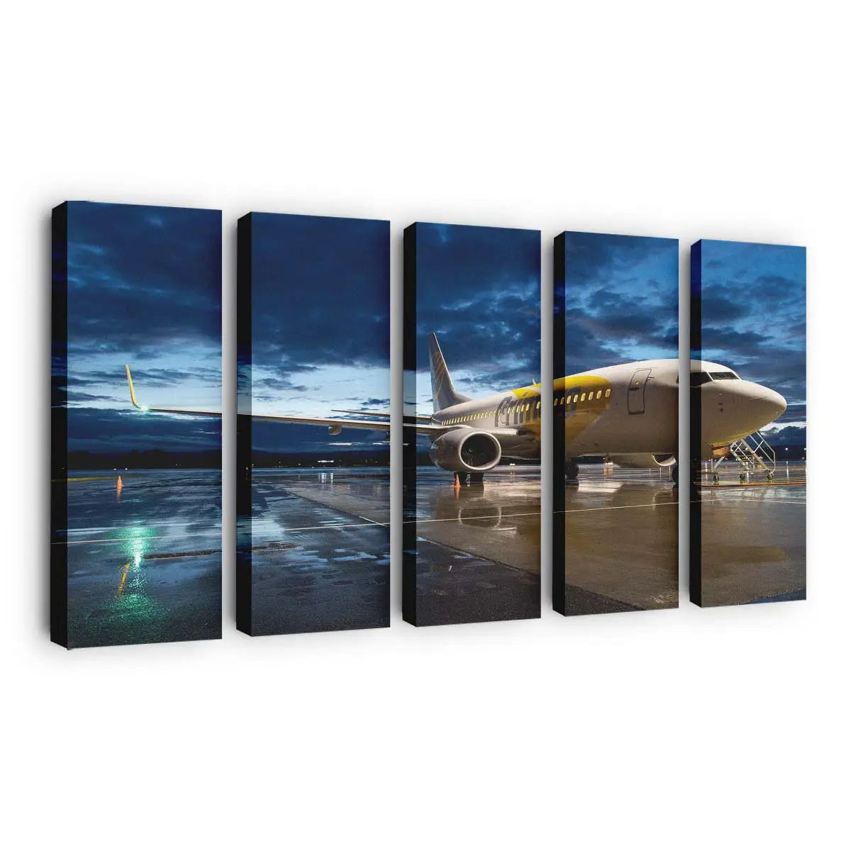 Flugzeug im goldenen Abendlicht – Flugzeug Leinwandbild