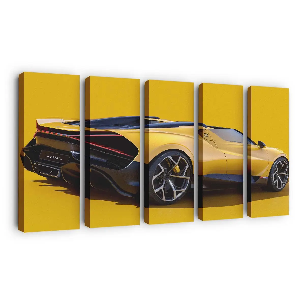 Gelber Bugatti W16 Mistral 2024 Heckprofil – Sportwagen Leinwandbild
