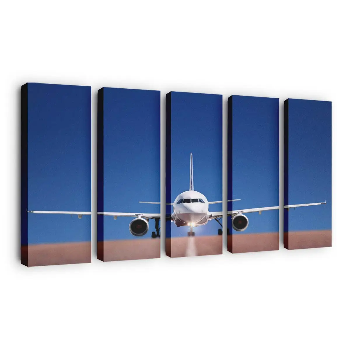 Modernes Flugzeug am blauen Himmel – Flugzeug Leinwandbild