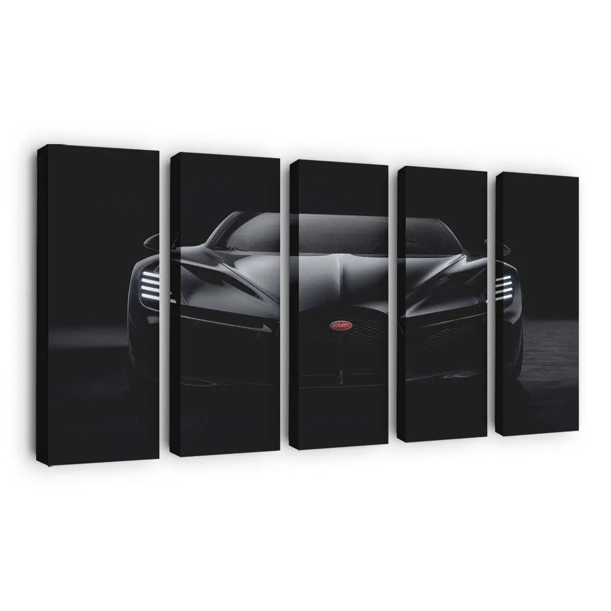 Schwarzer Bugatti W16 Mistral Frontprofil – Sportwagen Leinwandbild