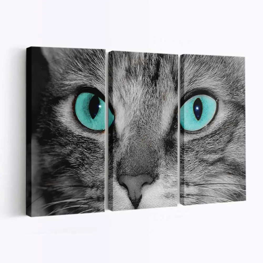 Gesicht einer Grauen Getigerten Katze – Katzenmotiv Leinwandbild