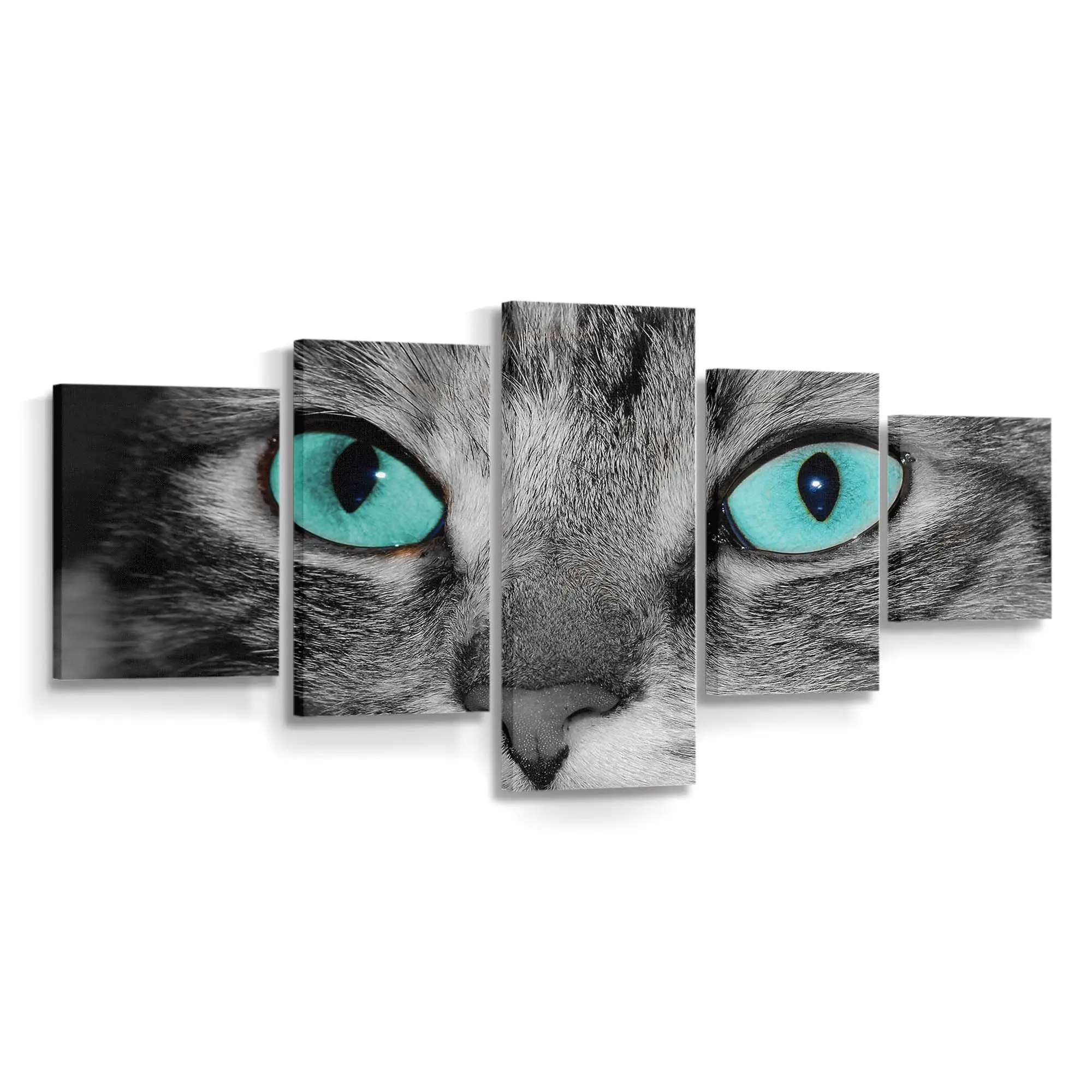 Gesicht einer Grauen Getigerten Katze – Katzenmotiv Leinwandbild