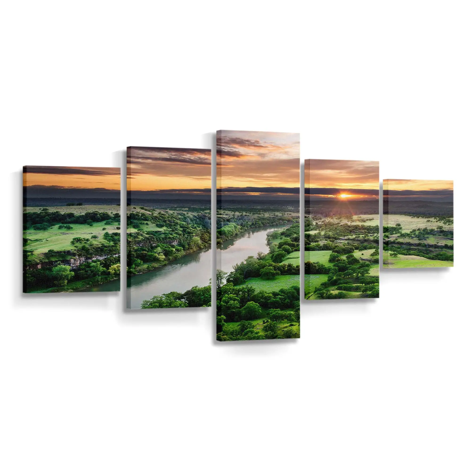 Luftaufnahme eines gewundenen Flusses – Flusslandschaft Leinwandbild