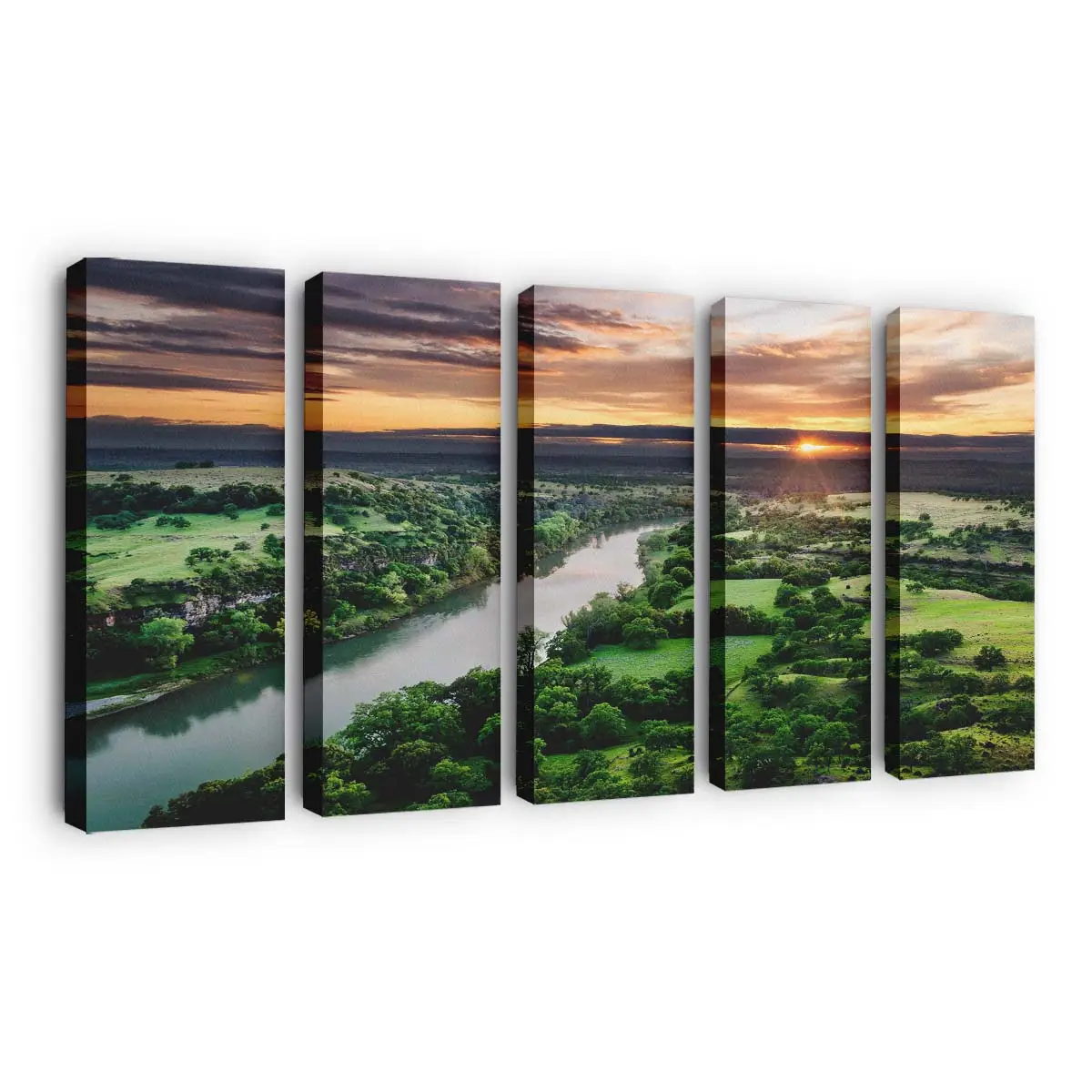 Luftaufnahme eines gewundenen Flusses – Flusslandschaft Leinwandbild