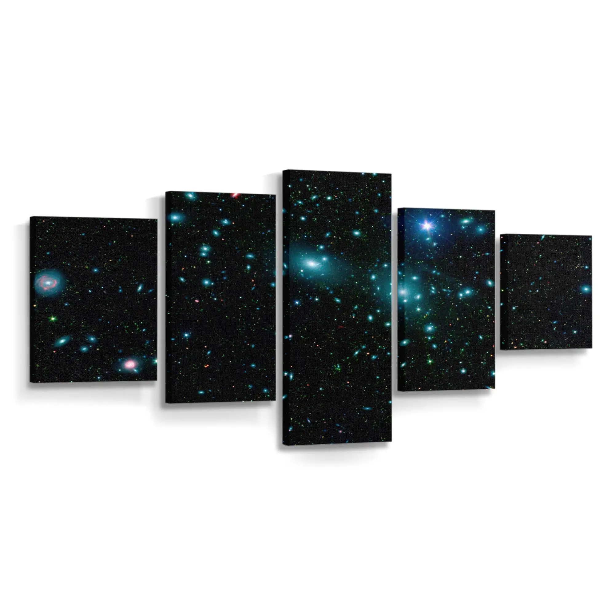 Leuchtende blaue Sterne im Weltraum – Sternenhimmel Leinwandbild