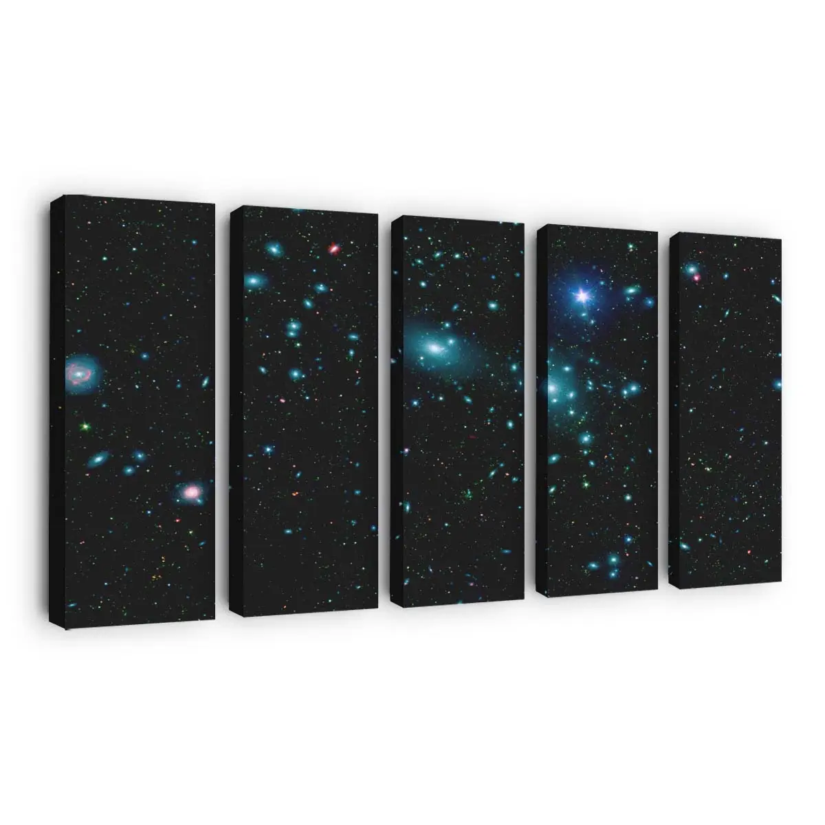 Leuchtende blaue Sterne im Weltraum – Sternenhimmel Leinwandbild