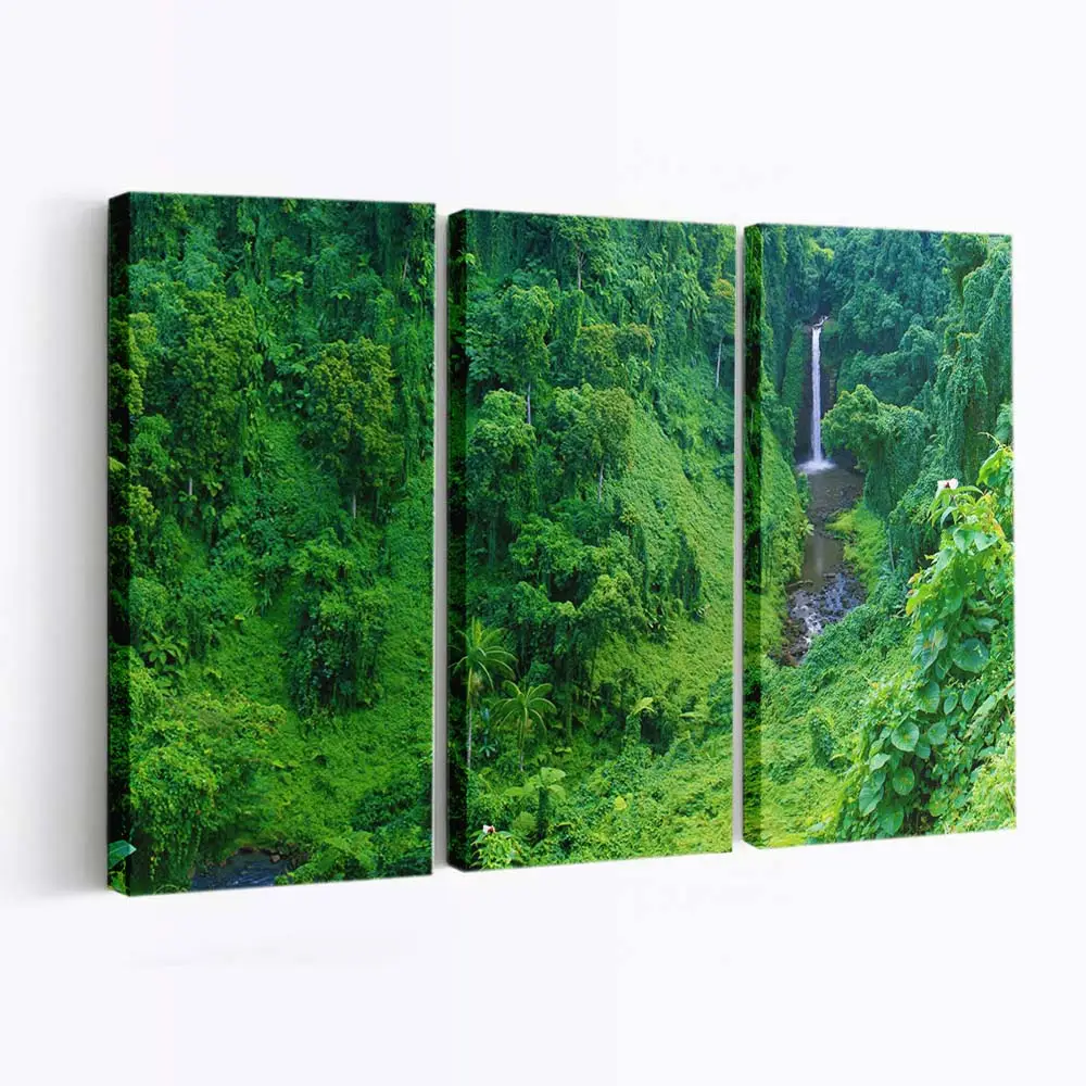 Grüner Dschungel-Wasserfall – Wasserfall Leinwandbild