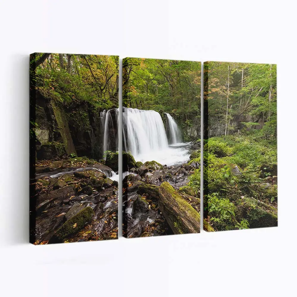 WaldWasserfälle in HDR – Waldwasserfall Leinwandbild