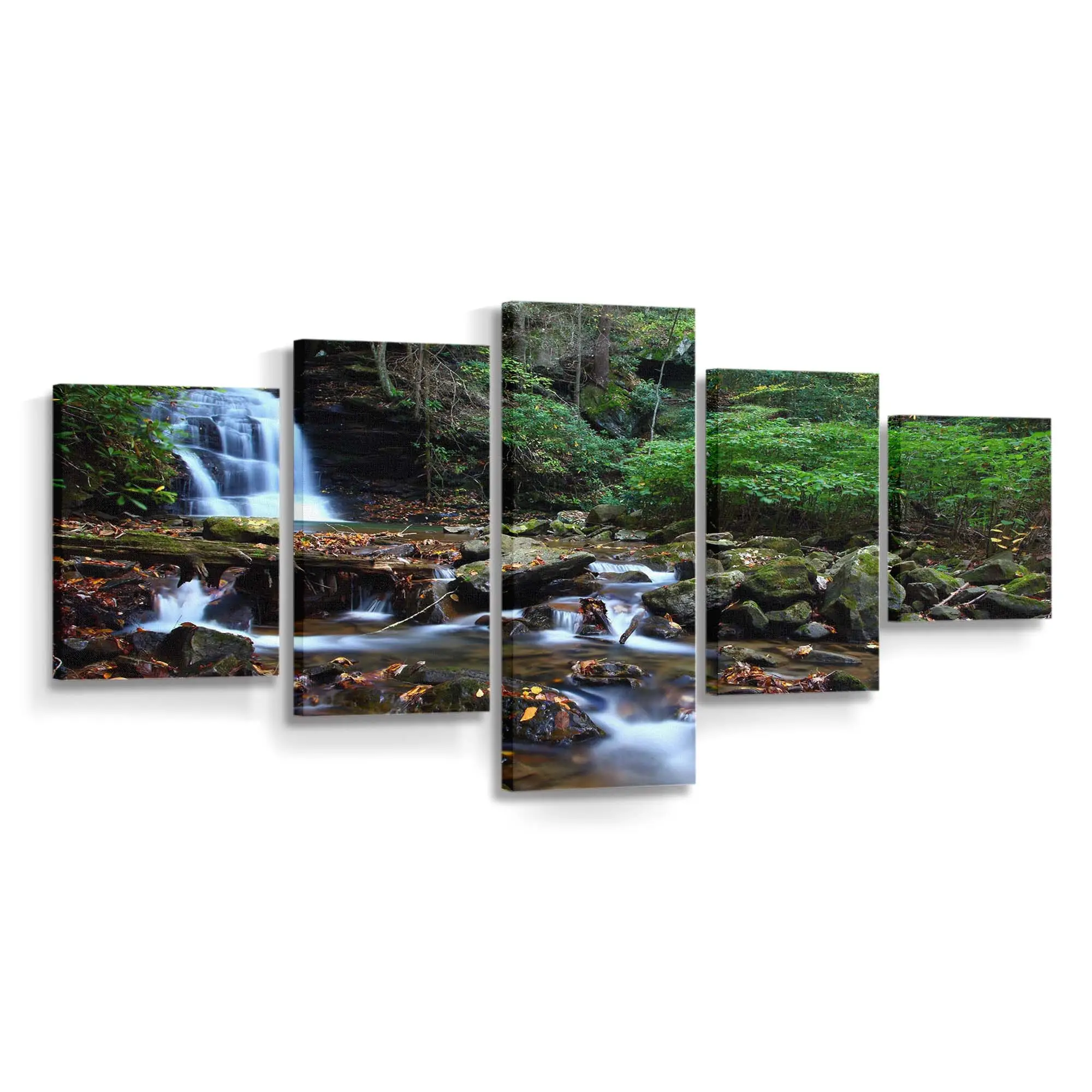 Bach und Wasserfall im Sommerlichen Wald – Natur Wandbild