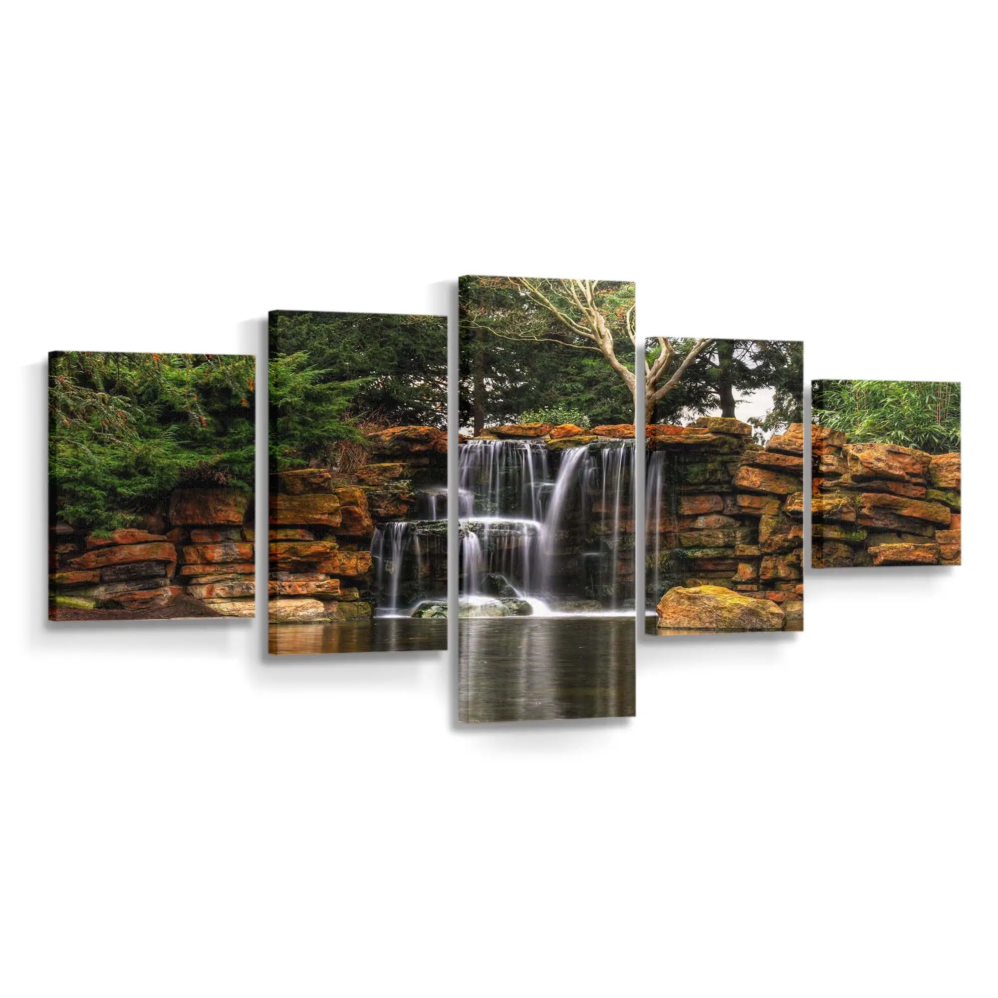 Kleiner Wasserfall im Wald – Natur Wandbild