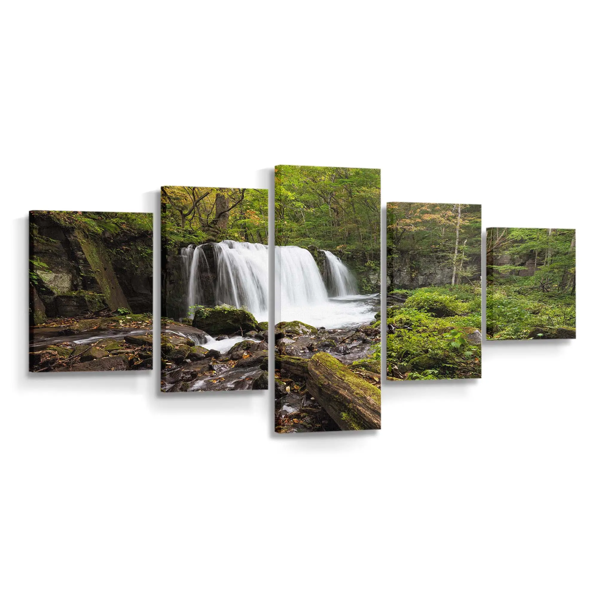 WaldWasserfälle in HDR – Waldwasserfall Leinwandbild