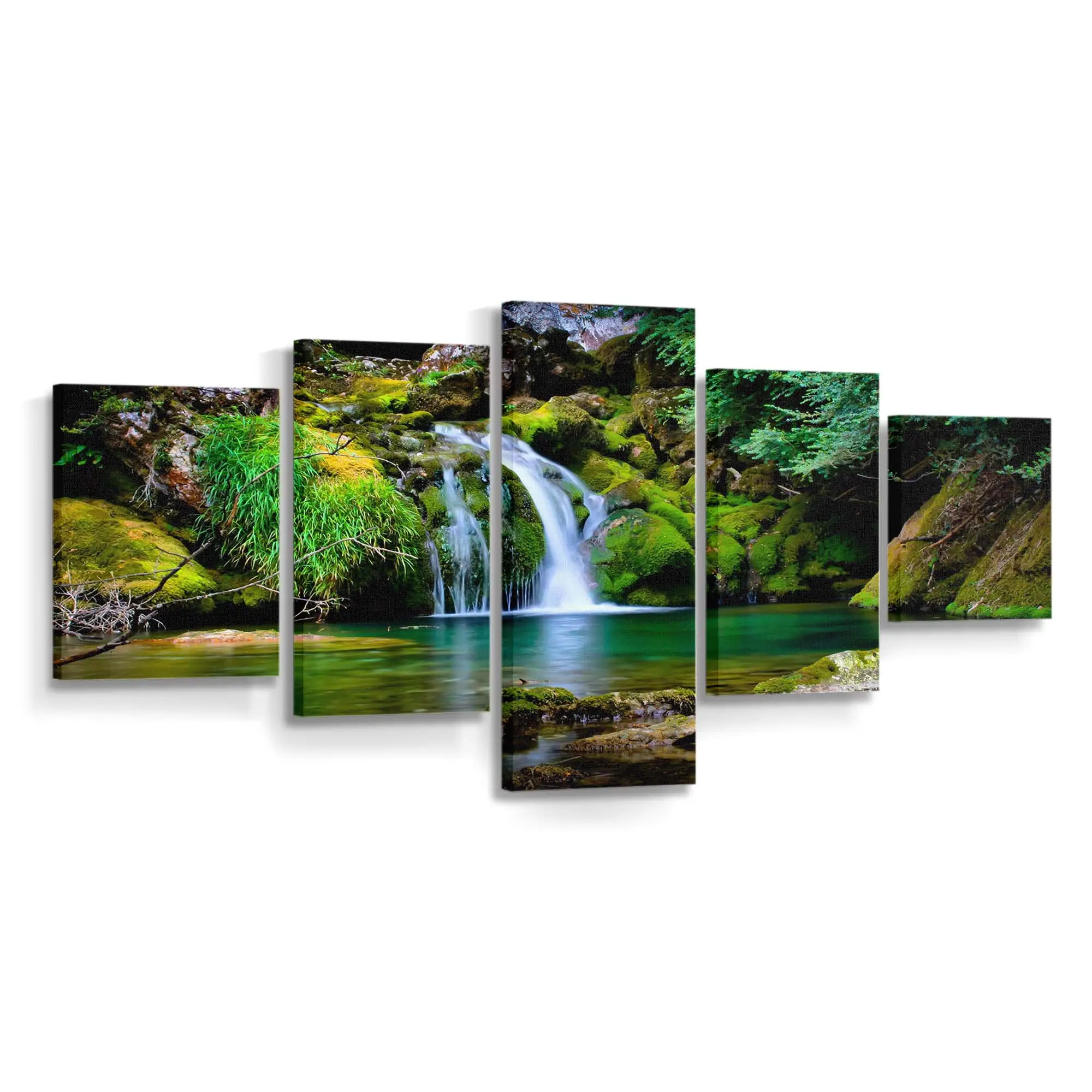Wasserfall im Wald – Waldwasserfall Leinwandbild