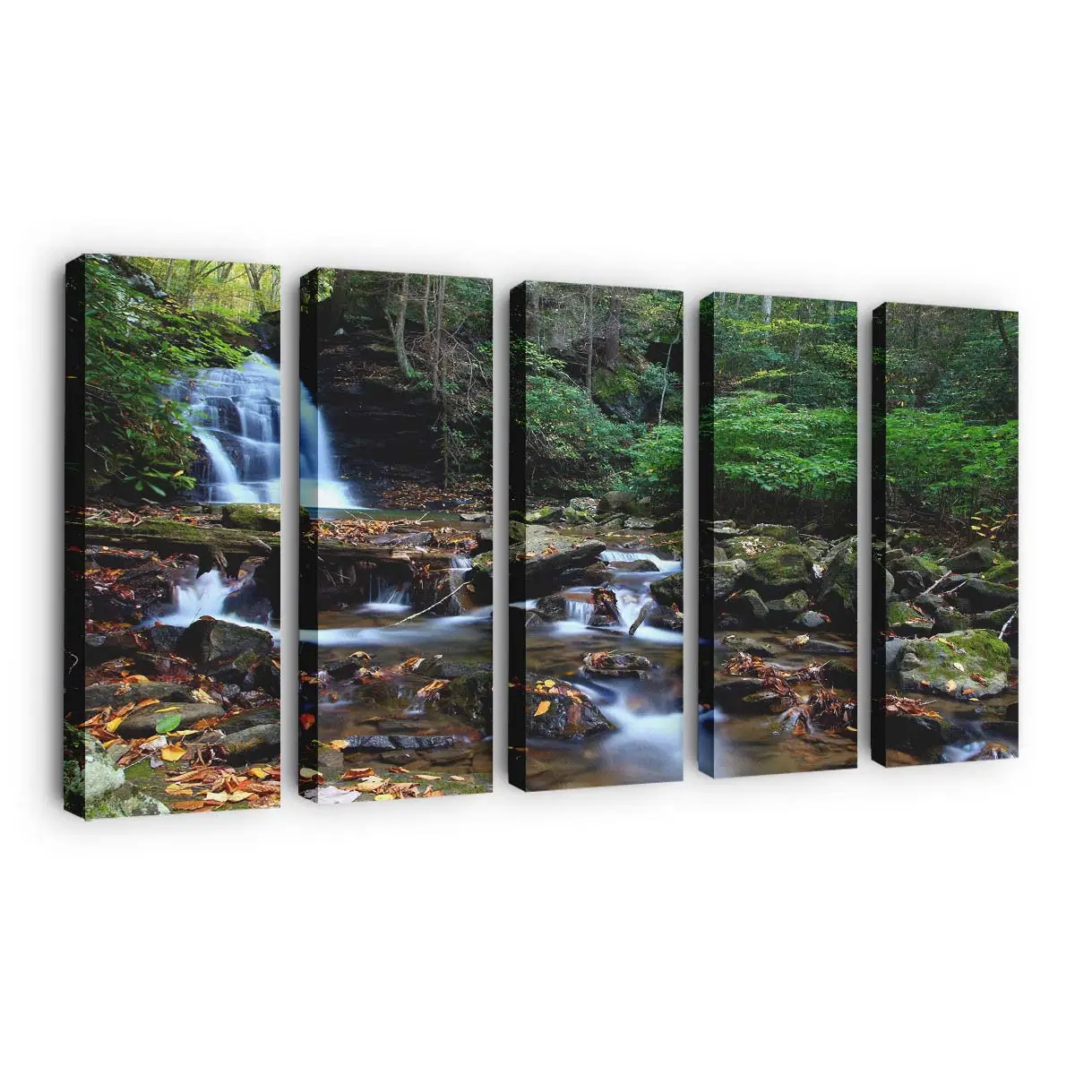Bach und Wasserfall im Sommerlichen Wald – Natur Wandbild
