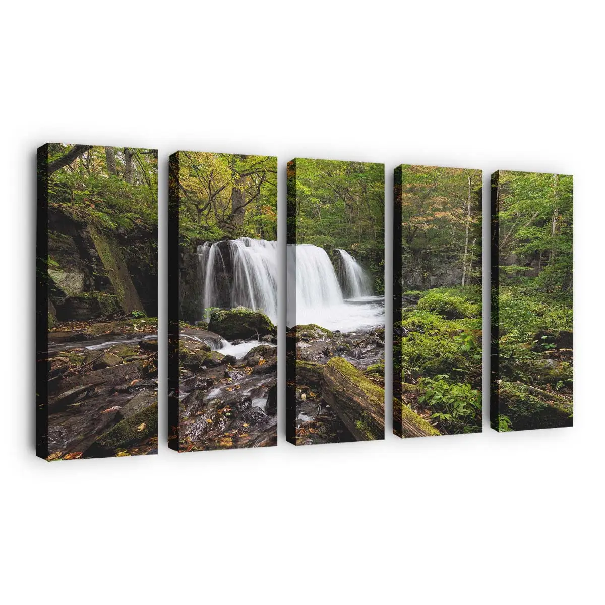 WaldWasserfälle in HDR – Waldwasserfall Leinwandbild