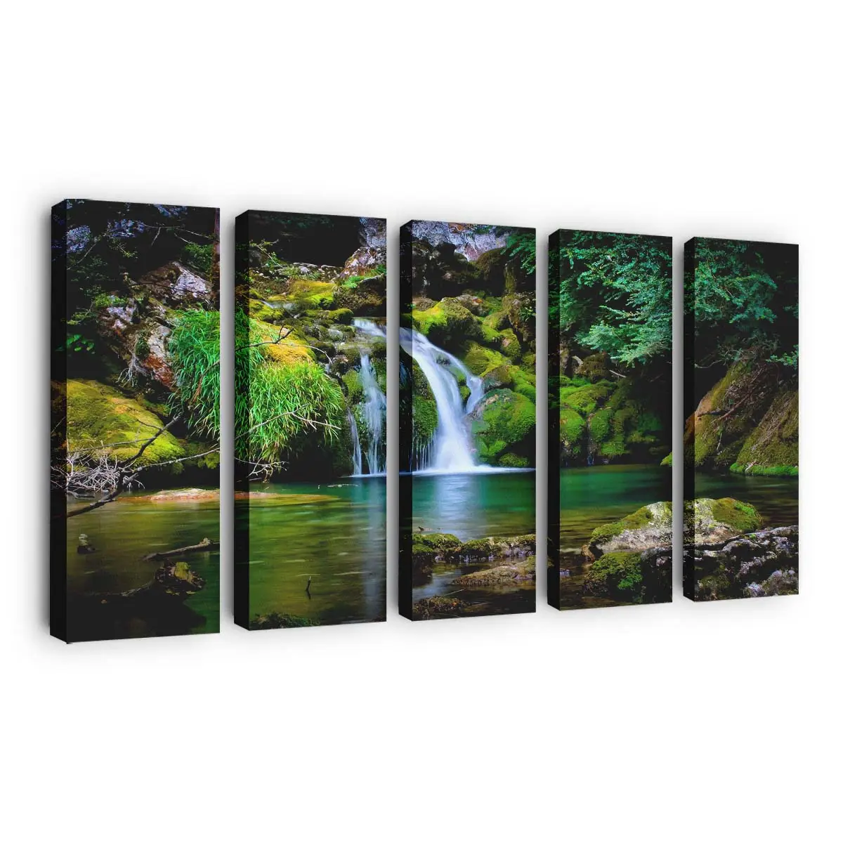 Wasserfall im Wald – Waldwasserfall Leinwandbild