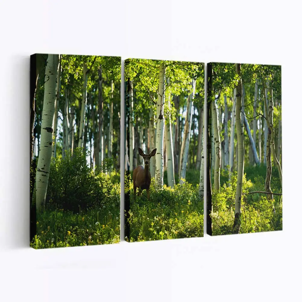 Hirschkuh im Espenwald – Hirsch Leinwandbild