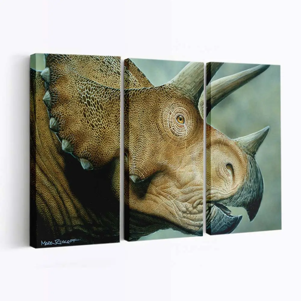 Prähistorischer Triceratops Illustration – Dinosaurier Leinwandbild