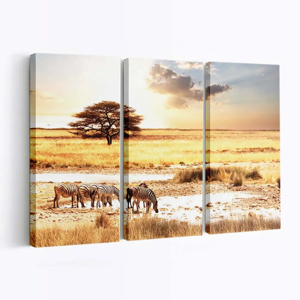 Zebraherde in der Savanne – Zebra Leinwandbild