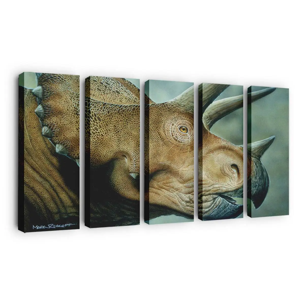 Prähistorischer Triceratops Illustration – Dinosaurier Leinwandbild
