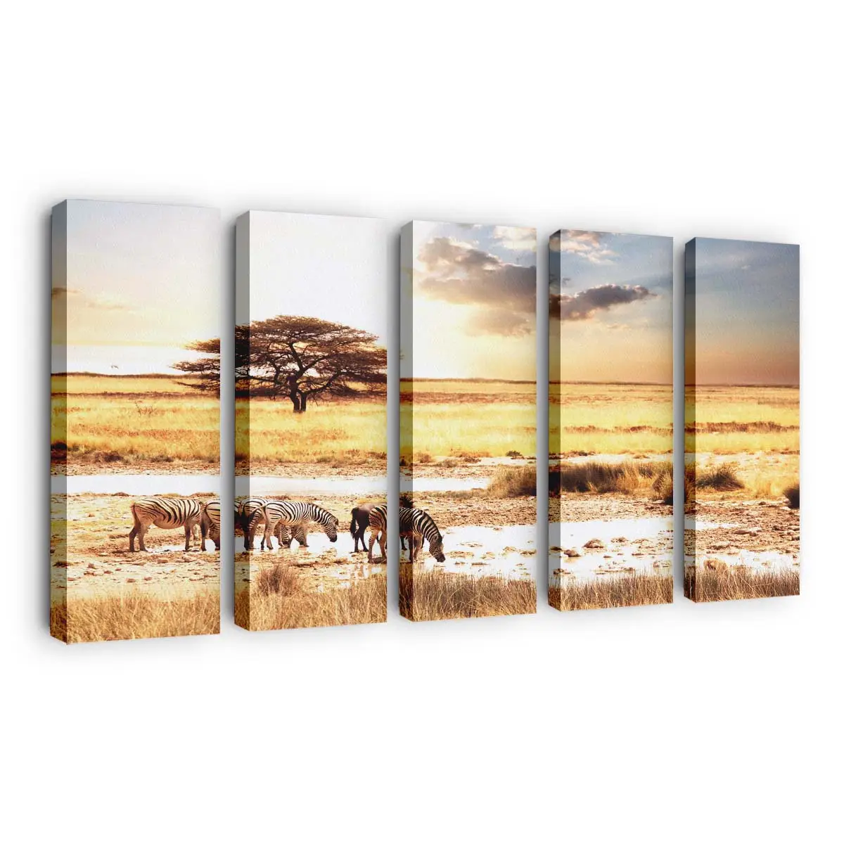 Zebraherde in der Savanne – Zebra Leinwandbild
